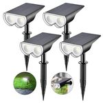 Linkind 16-LED Solar Landscape Spotlights, Dusk-to-Dawn IP67 Waterproof Solar Powered Garden Lights Outdoor, 6500K Daylight White, Outdoor Wall Lights for Garden Yard Driveway Porch Walkway, 4 Pack