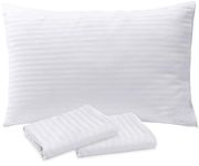 Sirenpho Pack of 2 Pillow Protectors Zippered Covers 50x75cm, Anti Dust Mite Anti-Allergy Hotel Quality Satin Stripe Pillow Case, Pillow not Include