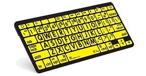 LogicKeyboard XL Print - Black on Yellow Bluetooth Mini Keyboard Compatible with Apple iPad.