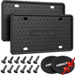 2Pcs Silicone License Plate Frame Covers for Car Silicone License Plate Holder with 2Pcs Water Coasters Universal for US/CA Standard (Black)