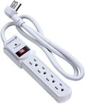 Fosmon 4 Outlet Small Surge Protector Power Strip - 3Ft Short Power Strip with Short Extension Cord & Flat Plug, 1875W, 490 Joules 4 Multi Plug Wall Mountable 3 Foot For Home Office Dorm, ETL Listed