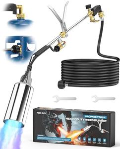 PAULINN Propane Torch Weed Burner, High Output 340,000 BTU Flamethrower with QCC 12 FT Hose, Compatible with 1 lb Propane cylinders and Any Standard 5–100 lb Tanks, Self-Ignite & Dual Flame Control