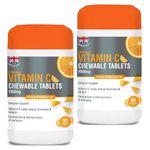 Vitamin C 1000mg Chewable 90 x 2, Supports Immune Health and Helps Fight Colds - Helps Reduce Tiredness and Fatigue