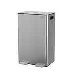 DMD | 60L Dual Stainless Steel Rubbish Bin, 2 x 30L Removable Recycling Bins | 3L Compost Bin Included, Soft Closure, Easy Clean, Metal Pedals, Fingerprint Proof (Silver)