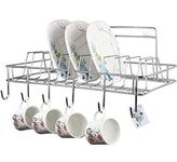 AB99 COLLECTION Silver Multipurpose Stainless Steel Wall Hanging Plate Stand for Kichen Cup & Saucer Holder, Plate Organizer Space Kitchen Saving Rack Stand (6 Cup and 10 SUACER)(Pack of 1)