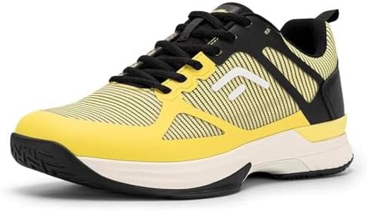 FitVille Men's Tennis Shoes, Extra Wide Sports Shoes, Non-Slip Indoor Shoes, Breathable Badminton Shoes, Comfortable Fitness Shoes, Trainers for Wide Feet, Yellow with Black, 49 EU Weit