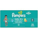 Pampers Baby Dry Diapers Size 6 104 Count, Leakproof days & nights