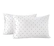 Lane Linen 100% Organic Cotton Pillowcases - Standard Size, Ultra Soft and Crisp, Cool Percale Weave, Sleeping Pillow Covers, Set of 2 - Polka Dot Black