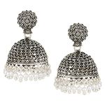 Efulgenz Indian Bollywood Bridal Designer Jewelry Oxidized Traditional Jhumka Jhumki Earrings for Women