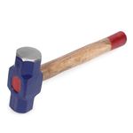 Sledge Hammer with wooden Handle | Head Size 1 KG Iron Mallet Club Hammer | Hard Face Iron Sledge Hammer Flat Selege Hammer | Iron Slege Hathoda for Striking Hard Face Metal.