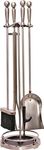 Rocky Mountain Goods Fireplace Tool Set 31” - Shovel, Brush, Poker, Tongs, Stand - Heavy Duty Wrought Iron Tools with Decorative Finish - Ergonomic Ball Handles (Silver/Stainless Steel)