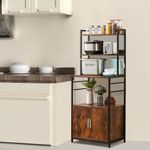 Panana Kitchen Island Baker s Rack With Storage Cabinet,Wood Standard Baker Rack with 4 Tiers Storage Shelves Cookware Oven Display