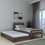 TG Furniture Sheesham Wood Single Size Bed with Trundle Wooden Bed Furniture for Living Room Home (Walnut Finish)