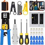 MAYLINE Network Tool Kit, Cable Tester Repair Tools, Wire Stripper, Cable Crimping, Punch Down RJ11 RJ45 Cat5 Cat6 Data Stripper Wire (Full Set)