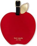 Kate Spade New York Round Red Vegan Leather Luggage Tag for Women, Durable Suitcase ID Tag, Apple