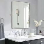 ANDY STAR Chrome Pivot Bathroom Mirror, 22" x 34" Chrome Tilting Wall Vanity Mirror, Rounded Rectangle Metal Frame Pivots Vertically Only (Overall 26.33" x 34")