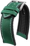 Strapseeker Theo Hybrid Nylon & FKM Rubber Performance Watch Band - Replacement Watch Bands Quality Waterproof - Watch Straps for Men & Women - Deployment Clasp Pin Buckle - Compatible with Most Watches - 22mm, 24mm (22mm, Dark Green, Silver Pin)