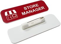 Store Manager 1 x 3" Name Tag/Badge, Red, (3 Pack)