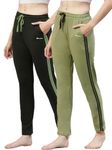 BLINKIN Cotton Stribed Pyjamas for Women|Lowers for women With 2 Side Pockets : Ideal For Night Wear & Comfort wear - The Ultimate Relaxed Fit Track Pants For Women (L-Green|D-Green,Size_XL)