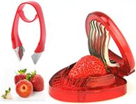 Strawberry Huller and Strawberry Slicer Set, Strawberry Tomato Potato Pineapple Carrot Stem Remover, Wild Strawberry Corer Cutter Red