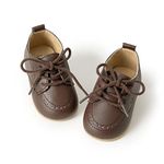 ohsofy Infant Baby Boy Oxford Shoes PU Leather Loafers Rubber and Soft Sole Wedding Dress Shoes Toddler Girl Baby Walking Shoes, B_dark Brown, 6-12 Months Infant