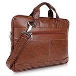 Martucci Unisex Detachable Formal/Casual PU Leather 15.6 inch Laptop Messenger Organizer Bag/Shoulder Sling Office Bag with Spacious Compartment for Men & Women (Tan)