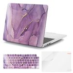 iCasso Compatible with MacBook Air 13 inch Case 2024-2022 Release M3 A3113 A2681 M2 with Liquid Retina Display, Hard Plastic Shell for Mac Air 13.6, TPU Keyboard Cover&Screen Protector(Purple)