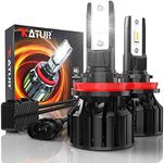 KATUR H11 LED Headlight Bulb, 80W 16000LM 6000K Cool White 400% Brightness Super Bright 360 Degree Adjustable Beam Angle H9/ H8 Led Bulb Conversion Kit IP65 Waterproof, Pack of 2