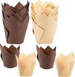 240pcs Tulip Cupcake Liner Baking Cups Muffin Tins Treat Cups for Weddings, Birthdays, Baby Showers,Brown and Natural