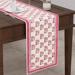 BLOCKS OF INDIA Hand Block Printed Cotton Table Runner for Center/Dining Table (13 x 72 Inches) (Maroon & Peach Auto)