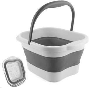 Leemeimei Foot Bath 15L(4 GL) Collapsible Foot Soak Tub with Handle, Foot Spa Bath Massager Foot Soaking for Dry Cracked Feet, Plastic Foot Bucket-Grey