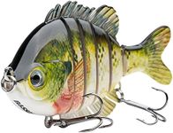 BASSDASH SwimPanfish Multi Jointed Panfish Bluegill Swimbaits Topwater Hard Bass Fishing Crank Lure 3.5in/0.85oz, 4 Colors (Bluegill)