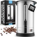 Zulay 100 Cup Commercial Coffee Urn & Hot Beverage Dispenser - Stainless Steel Hot Water Coffee Machine for Catering - Large Two Way Dispenser With Cool Touch Handles - Quick Brewing Percolateur