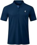 JMIERR Men's Casual Henley Shirt Summer Short Sleeve Button Performance Quick Dry T-Shirt for Golf Work Fishing Athletic Sport, 2XL, Navy Blue