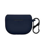 kwmobile Silicone Cover Compatible with Jabra Elite 8 Active - Case Cover Stick-On Skin with Clip - Dark Blue