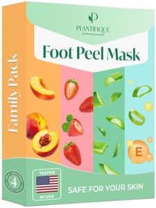 PLANTIFIQUE Foot Peeling Mask - Peeling Foot Mask Dermatologically Tested Repairs Heels & Removes Dry Dead Skin for Baby Soft Feet - Exfoliating Foot Peel Mask for Dry Cracked Feet (Combo 4 pack)