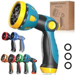 Garden Hose Nozzle - 10 Adjustable Patterns Metal High Pressure Hose Nozzle, Garden Hose Spray Nozzle with Thumb Control Design, Hose Sprayer for Garden & Lawns Watering, Cleaning, Pets & Car Washing