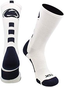 TCK Penn State Nittany Lions Baseline Crew Socks (White/Blue, Small) - White/Blue,Small