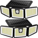 AmeriTop Solar Lights Outdoor, 2 Pack 233 LED High Brightness Cordless Solar Motion Sensor Lights; 3 Adjustable Heads, 270° Wide Angle Illumination, IP65 Waterproof, Security LED Flood Light(Daylight)