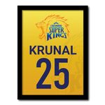 JABSY Personalised Framed Art Print with Your IPL Team Logo, Your Name and Jersey Number for Home Bedroom Office Cricket Gift for (CSK Chennai Super Kings)