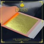 Barnabas Blattgold 23.75k Gold Leaf - Real Gold Leaf Sheets 3.1 inches - 25 Sheets Booklet Gold Leaf Sheets for Art - Transfer Patent Gold-Leaf