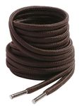 VSUDO 140 cm Round Dark Brown Boot Laces, 4mm Diameter Shoe Laces for Boots, Heavy Duty Outdoor Work & Hiking Shoelaces for Men or Women (1 Pair-Dark Brown-140cm)