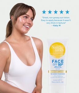 Bondi Sands Face Sunscreen SPF 50+ – Fragrance Free, Aloe Vera, 75ml