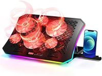 Laptop Cooling Pad, KeiBn RGB Lights Laptop Cooler 6 Fans for 15.6-17.3 Inch Laptops, 7 Height Stands, 10 Modes Light, 2 USB Ports, Desk or Lap Use (A8,Red)