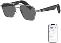 Smart Glasses with Language Translator, Wireless Bluetooth, ChatGPT AI, 11H Battery Life, Anti-Blue Light UV Protection (Dark Gray Polarized)