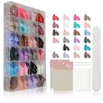 576 PCS 24 Color Short False Nails Press on Nails Almond False Nails Set,Full Coverage Stick on Nails for Women False Nails With Glue,for Girls DIY Nail Art Design