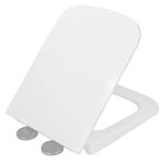 MASTER BATH MB743 QQ Toilet Seat Cover, Soft Close, Rectangle Shape for Western Toilet, Hydraulic Toilet Seat 35cm x 44cm with Top Fixing Steel Hinges