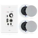 Herdio 6.5 Inch Bluetooth Ceiling Speakers 320W 2-Way in Wall Speakers with Wall Amplifier Suitable for Home Theater Living Room Kitchen Office (White, Pair)