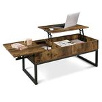 CAPHAUS Lift Top Coffee Table w/Sliding Drawer, Coffee Table w/Lift & Sliding Top Storage for Living Room, Rising Tabletop Coffee Table w/Hidden Compartment & Sliding Drawer, 41" Rustic Oak
