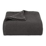 Vera Wang - Queen Blanket, Luxury Cotton Bedding, Soft Home Decor with Waffle Weave Knit (Waffleweave Charcoal Grey, Queen)